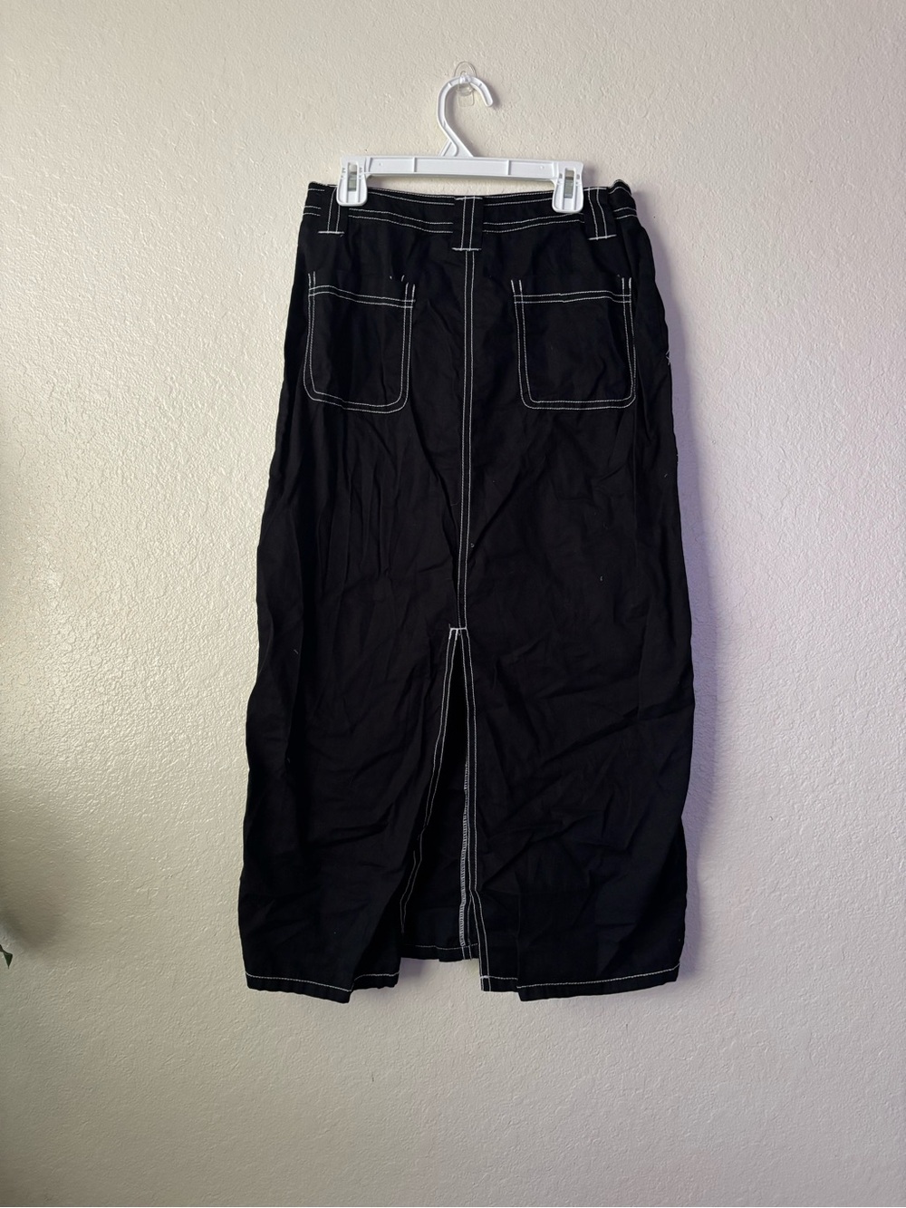 Forever 21 Black Maxi Skirt with White Contrast Stitching - Picture 2 of 5
